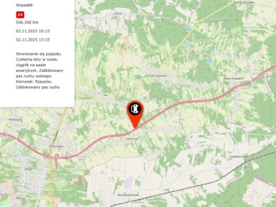 Utrudnienia na autostradzie A4 w pobliżu Tarnowa