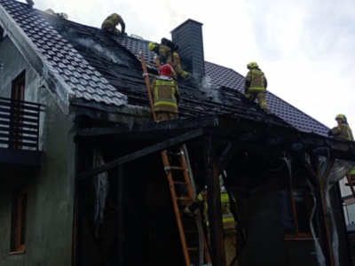 Pożar domu jednorodzinnego w Babach w gminie Moszczenica