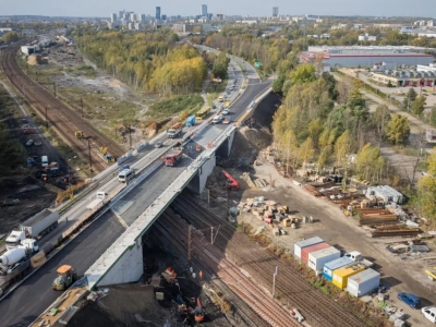 Zmiany na DK79 w Katowicach. Połowa nowego wiaduktu została otwarta