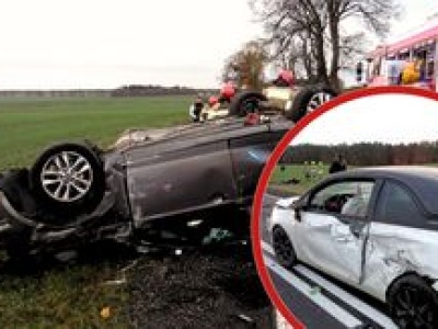 Dachowanie na drodze krajowej nr 22. Jedna osoba ranna po porannym wypadku