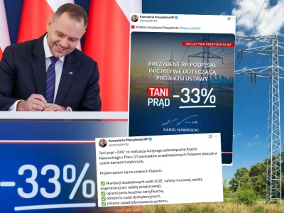 Prezydent Nawrocki wystąpił z projektem ustawy, która ma znacznie obniżyć ceny prądu