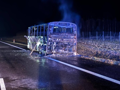 Pożar autobusu na trasie S11