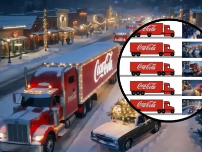 Czasem cztery koła, czasem dziesięć; internauci policzyli błędy w reklamie AI Coca-Coli
