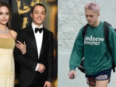 Wyraźnie odmieniony 17-letni syn Angeliny Jolie i Brada Pitta kroczy na trening. Do twarzy mu w różowych włosach?