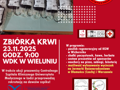 W niedzielę zbiórka krwi – zaprasza Klub HDK PCK Wieluń