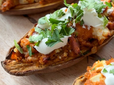 Pieczone faszerowane bataty