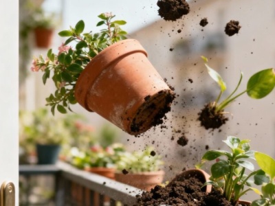 Doniczka spadła z balkonu przed przechodniem – kto zapłaci za szkodę?