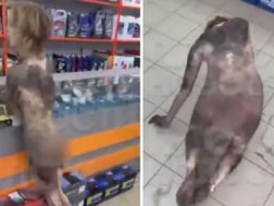 Szokujący incydent w Rosji. Naga blondynka wtargnęła do sklepu