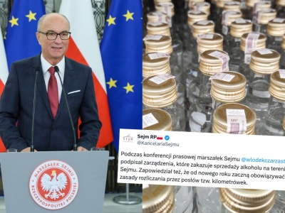 Nowy marszałek zakazuje sprzedaży alkoholu w Sejmie, ale od przyszłego tygodnia, żeby posłowie zdążyli opróżnić zapasy