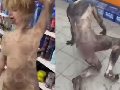 Naga blondynka wtargnęła do sklepu w Baszkirii w Rosji