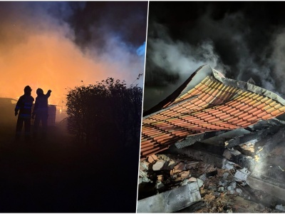 Pożar garażu w Łękawicy. Jedna osoba poparzona