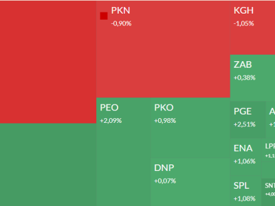 Mapa GPW: Allegro, PZU, Orlen, Cyfrowy Polsat i Atrem w centrum uwagi