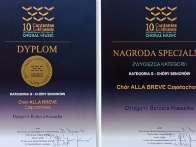 Chór „Alla Breve” z Częstochowy nagrodzony podczas Festiwalu Muzyki Chóralnej