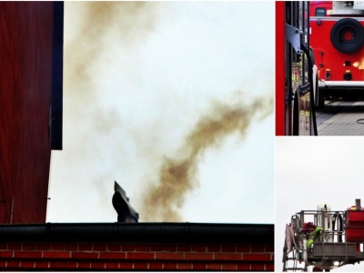 Pożar sadzy w kominie. Strażacy ewakuowali kilkanaście osób z usteckiej restauracji