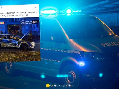 Poważny wypadek radiowozu w Warszawie. Zderzył się z dwoma osobówkami