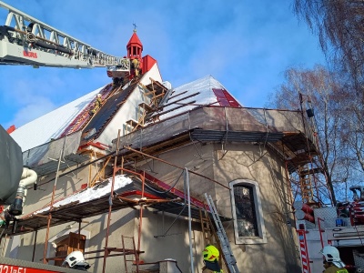 Pożar wieży kościelnej w Kruchowie