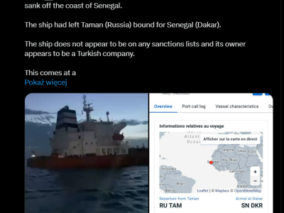 Tankowiec „Mersin” z tzw. floty cieni z poważnym przeciekiem u wybrzeży Afryki Zachodniej