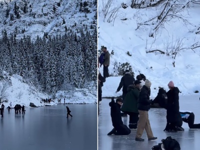 Urządzili sobie lodowisko na Morskim Oku. Nie było dla nich litości: bezmózgowy hazard