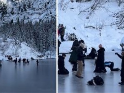Szokujące nagranie. Zrobili sobie lodowisko z Morskiego Oka