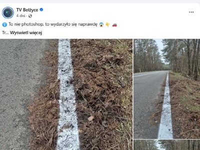 Malowali linie jak leci – po liściach, igliwiu i błocie. Zarządca drogi zapewnia, że nie odebrał takiej fuszerki