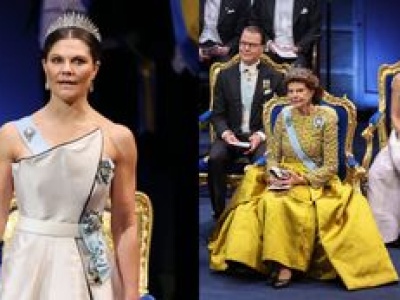 Księżniczka Wiktoria i króla Sylwia BIJĄ PO OCZACH BOGACTWEM podczas ceremonii wręczenia Nagrody Nobla. Robią wrażenie?