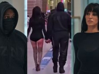 Bianca Censori i jej połowicznie odsłonięte pośladki maszerują u boku zamaskowanego Kanye Westa (ZDJĘCIA)