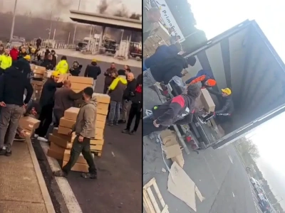 Francuscy rolnicy szabrujący ładunek z polskiej chłodni – tak wyglądają protesty