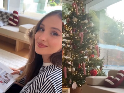 Tak Marina ozdobiła dom na święta. Jest choinka, a za oknem basen