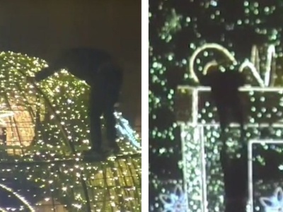 Chcieli wspiąć się na świąteczną instalację. Zaskakujący finał interwencji