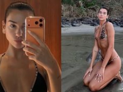Dua Lipa i jej wyrzeźbiony brzuch byczą się na plaży. Można pozazdrościć? (FOTO)