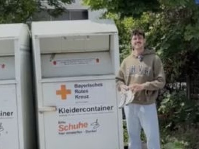 Włożył buty z GPS-em do kontenera Czerwonego Krzyża. Zaskakujący finał