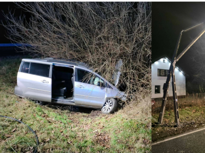 Pijany kierowca uderzył mazdą w słup