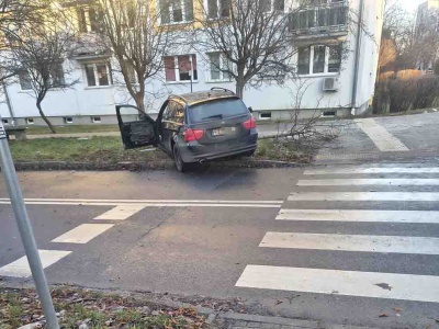 Zielona Góra. Ludzie zatrzymali pijanego i agresywnego kierowcę BMW, uderzył w drzewo (FILM, ZDJĘCIA)