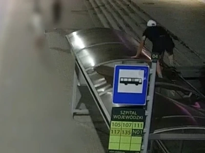 Wspiął się na wiatę i ją zdemolował. Policja szuka mężczyzny z nagrania