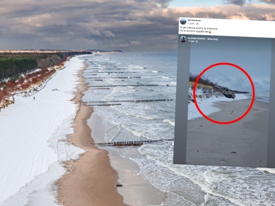 Nietypowy widok na plaży w Chałupach. Kierowca ukarany mandatem