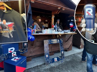 Koszulki z Nawrockim i kubki za 97 zł. Tak TV Republika dorabia na swoim sylwestrze w Chełmie