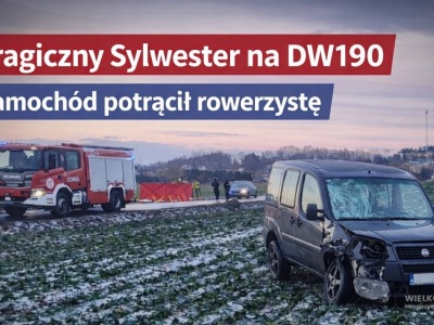 Tragiczny Sylwester na DW190. Samochód potrącił rowerzystę