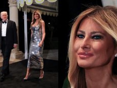 Melania Trump w srebrnej kreacji błyszczała na imprezie sylwestrowej. Ikona mody? (ZDJĘCIA)