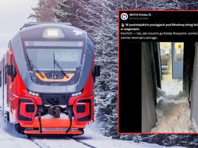 Pokazali nagranie z pociąg w Rosji. Hałdy śniegu na korytarzach
