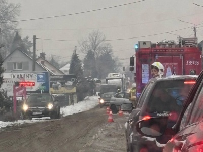 Wypadek na krajówce. Duże utrudnienia. Kobiernice