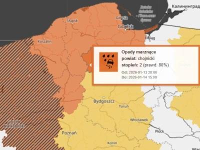 Gołoledź i marznące opady. IMGW wydał ostrzeżenie dla powiatu chojnickiego