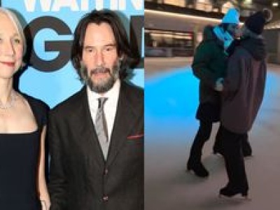 Keanu Reeves CAŁUJE SIĘ i wygłupia z ukochaną na lodowisku. 