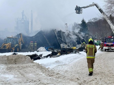 Wielki pożar hali produkcyjnej na Podkarpaciu. Dach runął w ogniu
