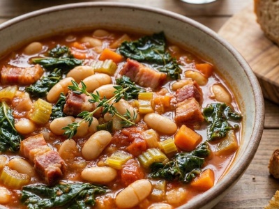 Esencja Północy, czyli pożywna zupa fasolowa z wędzonym boczkiem i jarmużem