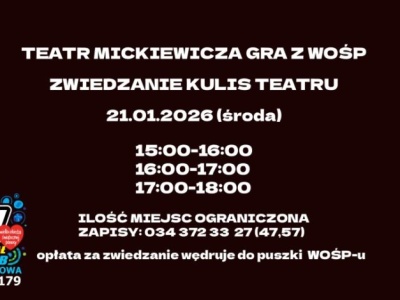 Zajrzeć za kurtynę i pomóc innym. Teatr im. Mickiewicza w Częstochowie gra z WOŚP