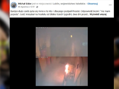 W jego hostelu wybuchł pożar. Był w szoku, gdy zobaczył to nagranie