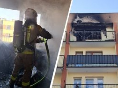 Mężczyzna uciekał przez balkon. W mieszkaniu doszło do pożaru