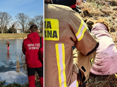 Pies wpadł pod lód, właścicielka wskoczyła za nim. Dramatyczna akcja służb