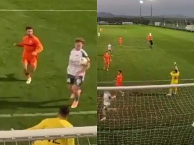 Kuriozalny gol w sparingu Zagłębia. Borek: Gość się bawi w Diego