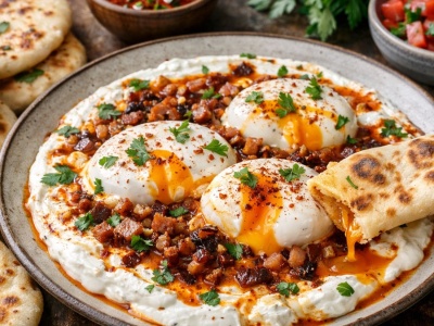 Aromatyczne jajka po turecku z chlebkiem naan - idealne śniadanie na weekend